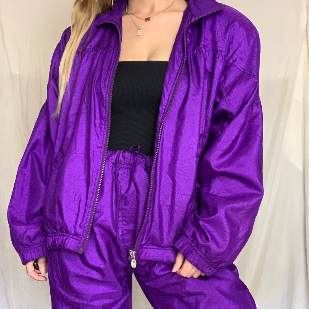 VTG USA Olympic purple windbreaker pant jacket set - Picture 4 of 8